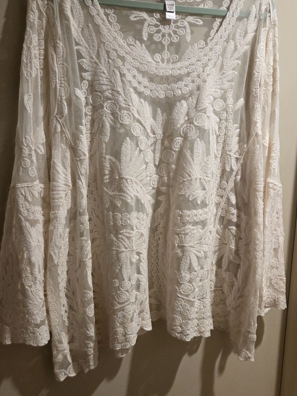 Embroidered Sheer Ivory Boho Top
